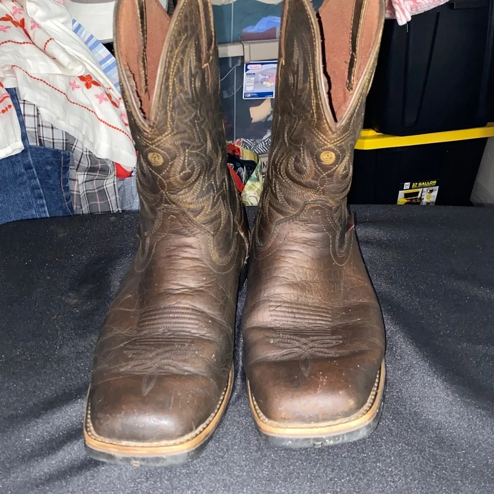 JUSTIN Brown Leather WATERPROOF Cowboy‎ Boots SIZE 10EE GOOD USED CONDITION